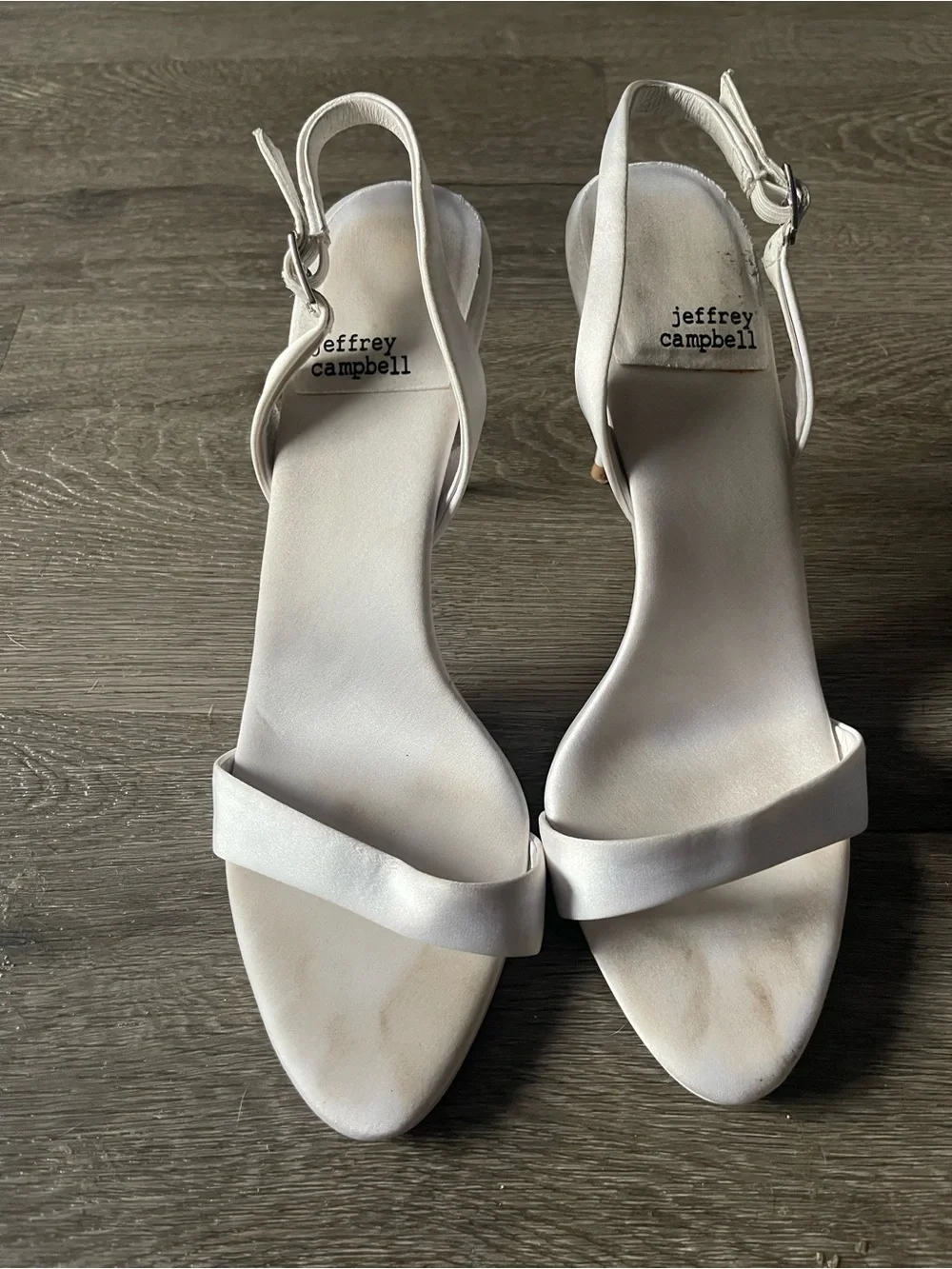 Jeffrey Campbell White Single-Strap Ankle-Sandal Flawed